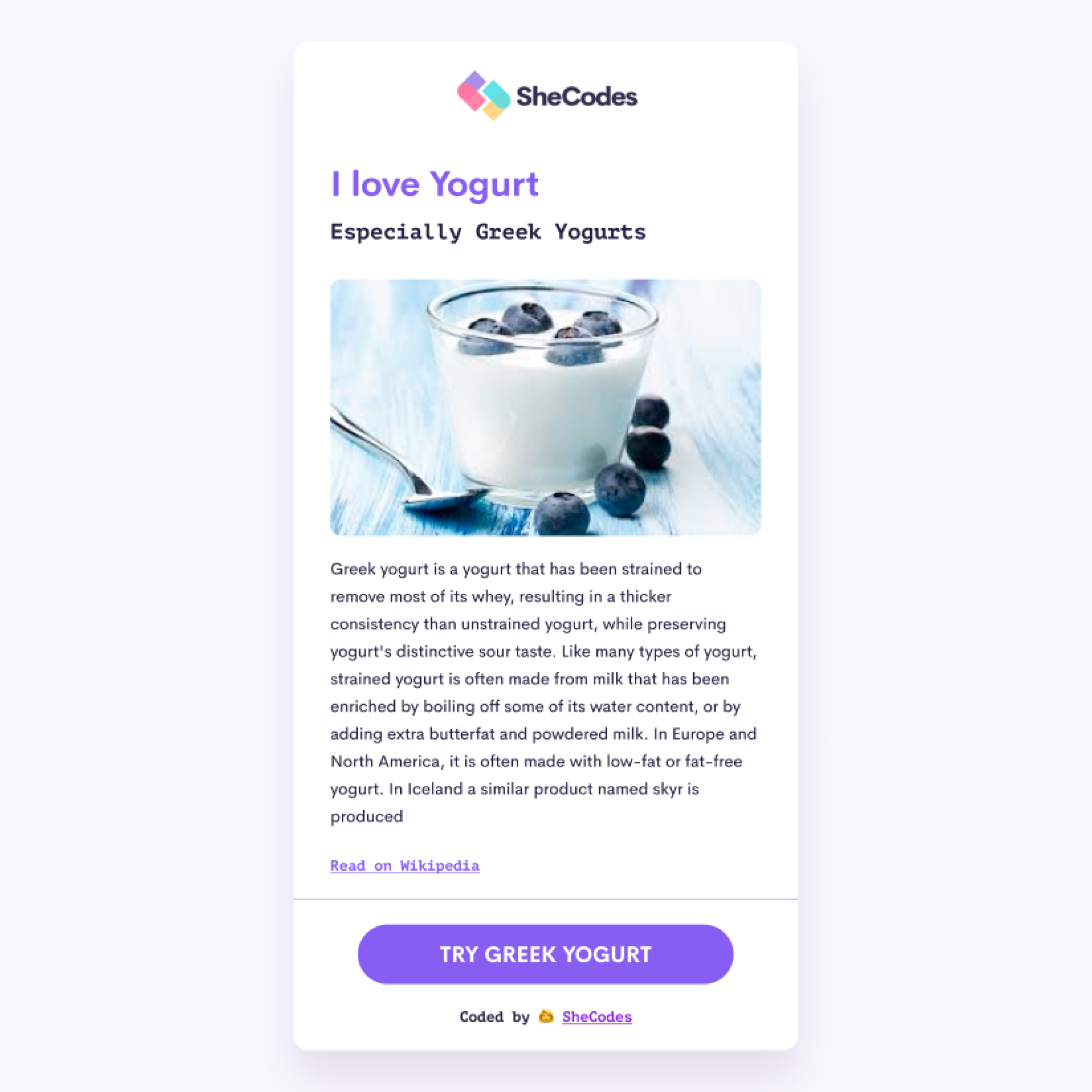 Yogurt website project